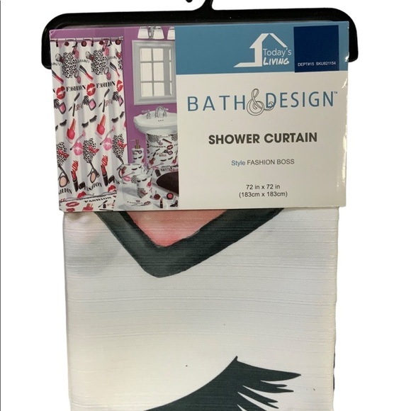 Fashion Girl Boss Shower Curtain Fabric 72 X 72 In Square White Pink Multicolor - Picture 8 of 11